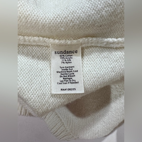 SUNDANCE Ivory ribbed V neck‎ sweater size S - Picture 10 of 12